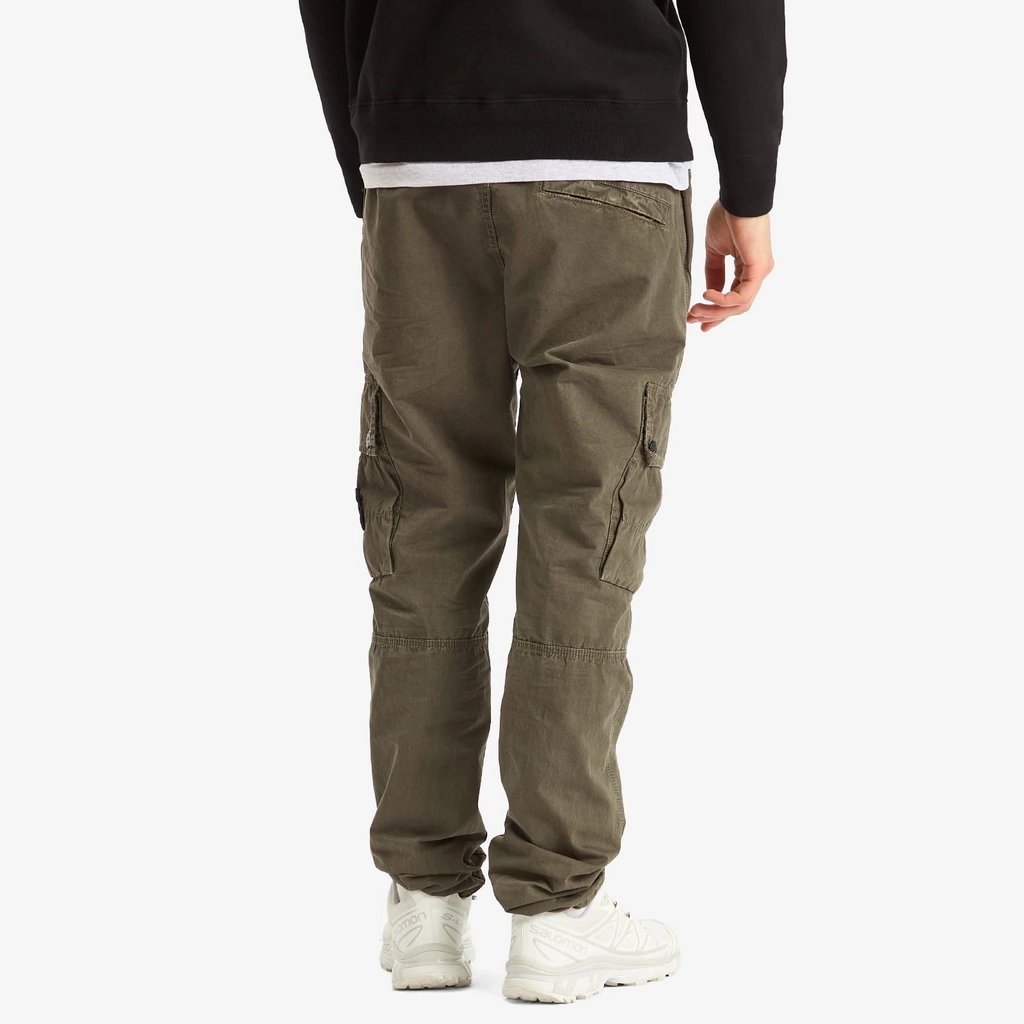 Stone Island Men's Old Effect Brushed Cotton Canvas Cargo Pants Military Green